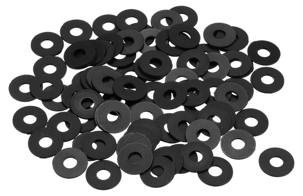 85 Stück Kunststoffringe M6x16x1 mm, runde, flache Nylon-Dichtungsringe für Schrauben, Bolzen, Muttern, Gewindestangen und Griffe, schwarz