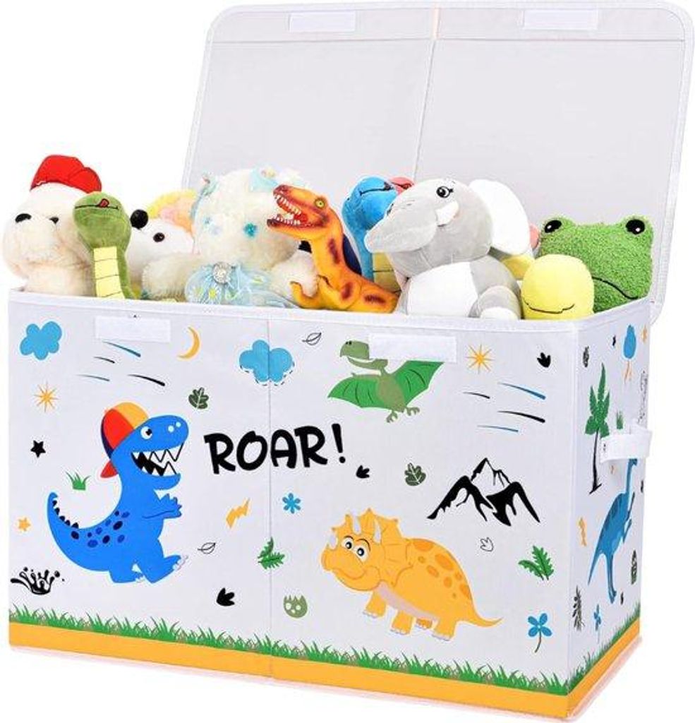 Kinderopbergschrank mit Deckel, Spielzeugbox für Jungen, 64 x 32 x 40 cm, Spielzeug, Kleidung, Bücher, Aufbewahrung, Spielzeugbox mit Griffen, f...