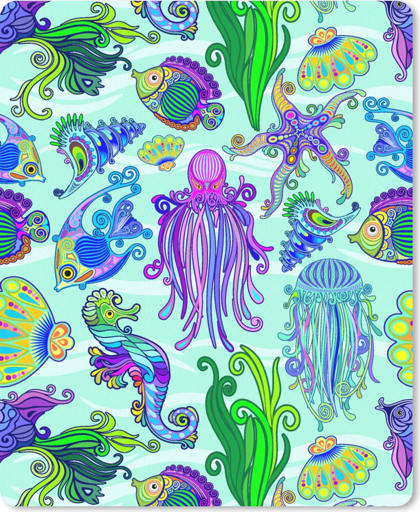 MuchoWow Mauspad Mousepad Tiere - Regenbogen - Fische - Muster 19x23 cm - Mousepads - Maus Mat - Pad - Mausunterlage - Mauspads - Spielen