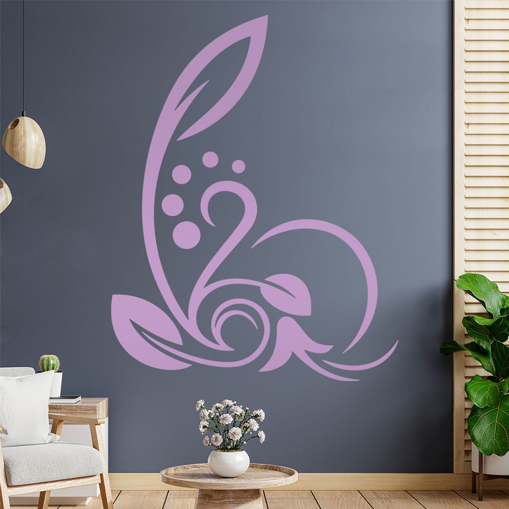 Blätter - Linien Punkte Wandtattoo in 6 Größen - Wandaufkleber Wall Sticker - Dekoration, Küche, Wohnzimmer, Schlafzimmer, Badezimmer