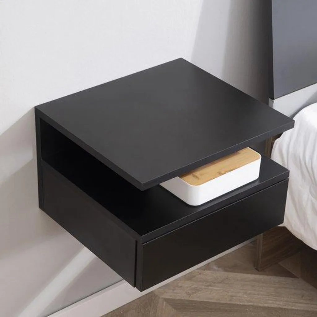 Table de chevet 2 pièces Alcove noir en aggloméré pour votre chambre