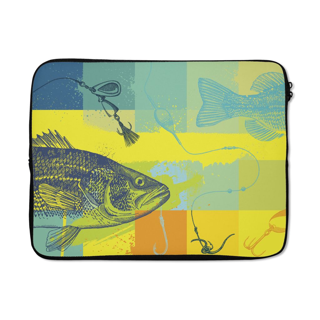 MuchoWow Laptop Hülle 15 Zoll Farbige Illustration eines Fisches Laptoptasche - Laptoptasche - Sleeve - Rundum-Schutz