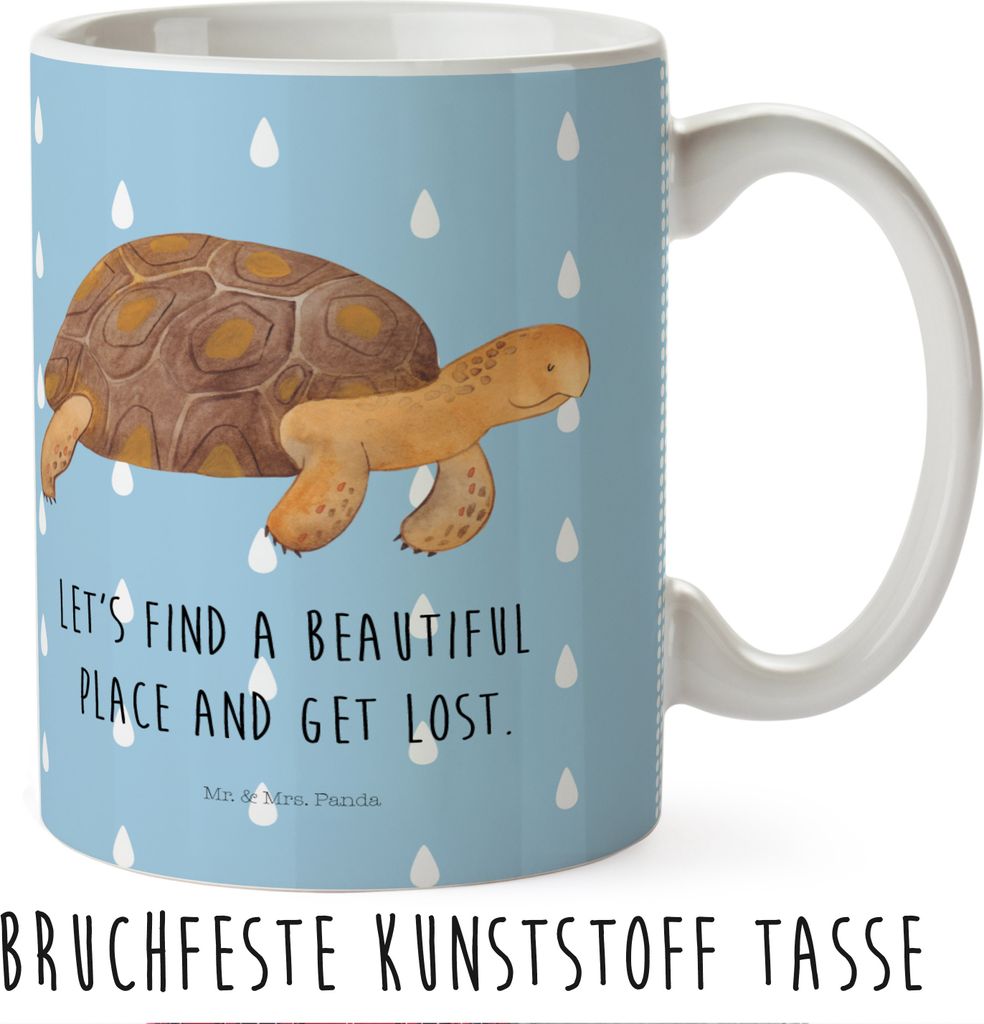 Mr. & Mrs. Panda Pott Schildkröte Marschieren - Blau Pastell - Geschenk, Neustart, Kindertasse, Campingbecher, Abenteuer, Schildkröten, Inspirati...
