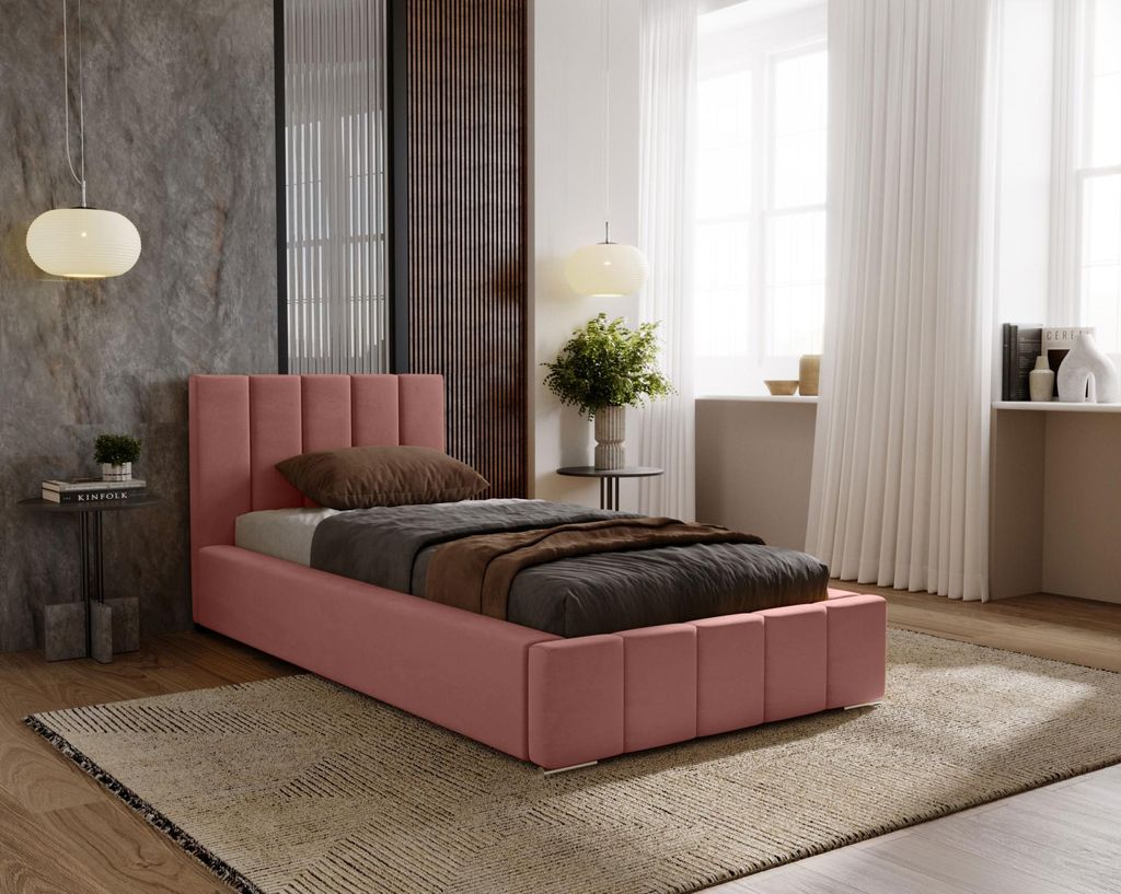 Einzelbett 100x200 mit Stauraum CULPEPER - rosa