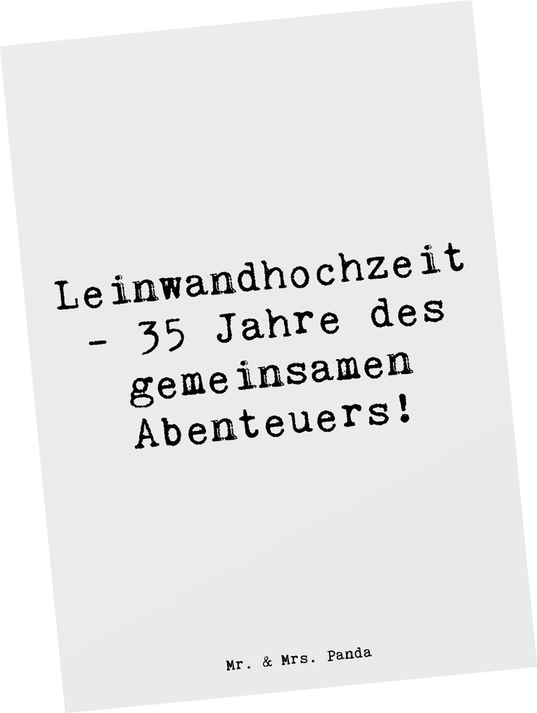 Mr. & Mrs. Panda Grußkarte Spruch 35. Hochzeitstag Leinwandhochzeit - Weiß - Geschenk, Liebe feiern, Kunstkarten, Heiraten, Heirat, Postkarte, An...