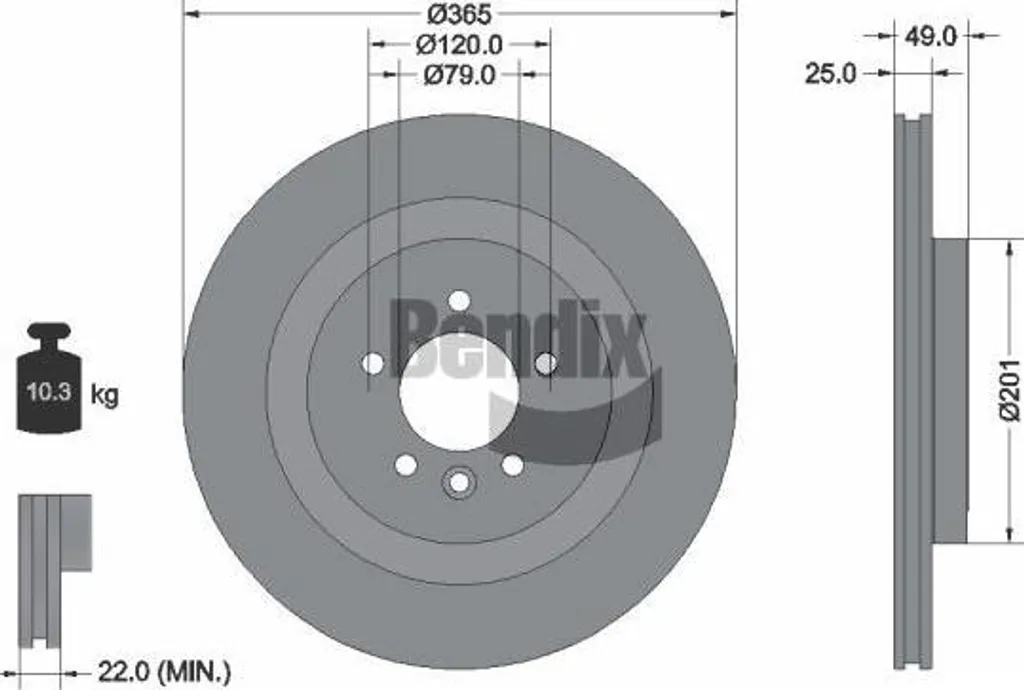 Disque de frein de rechange compatible Range Rover BENDIX BDS1565 OE