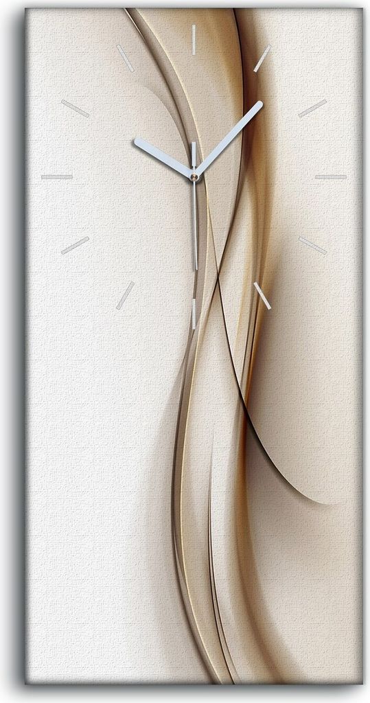 Wanduhr Uhr Wandbild Leinwand Geräuschlos 30x60 Wellen der Abstrakten Kunst - weiße Hände