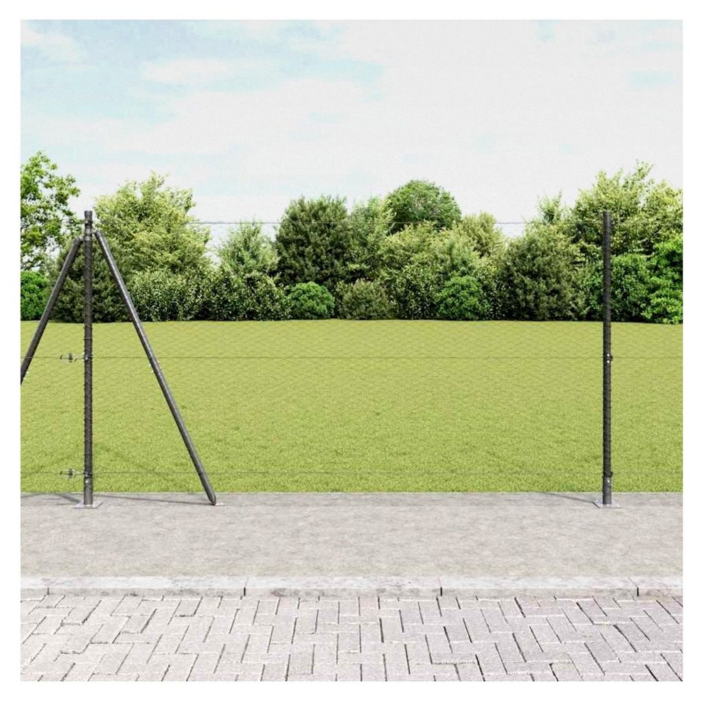 Zaunpfosten Grau 10 x 1,2 m (25 mm Maschenweite) aus Stahl und PVC für Gartenzaun, Hundezaun, Weidezaun und Hühnerzaun