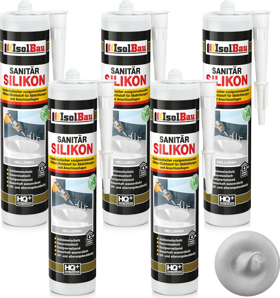 Isolbau Sanitär Silikon 5 x 300 ml Hellgrau - Produktbild 