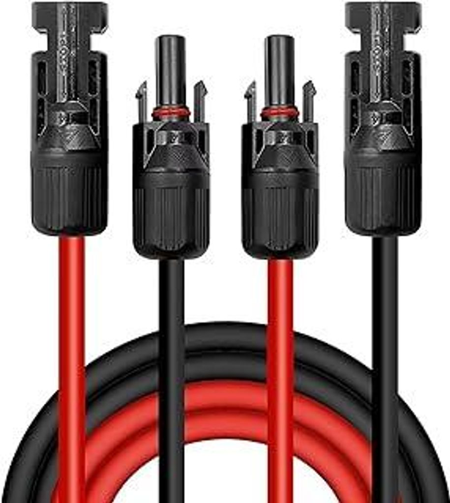 Solarkabel 4mm²/6mm², Solarkabel Verlängerung 1/2/3/5/10M, Solarkabel Verlängerungskabel(Rot/Schwarz) (4mm²1M)