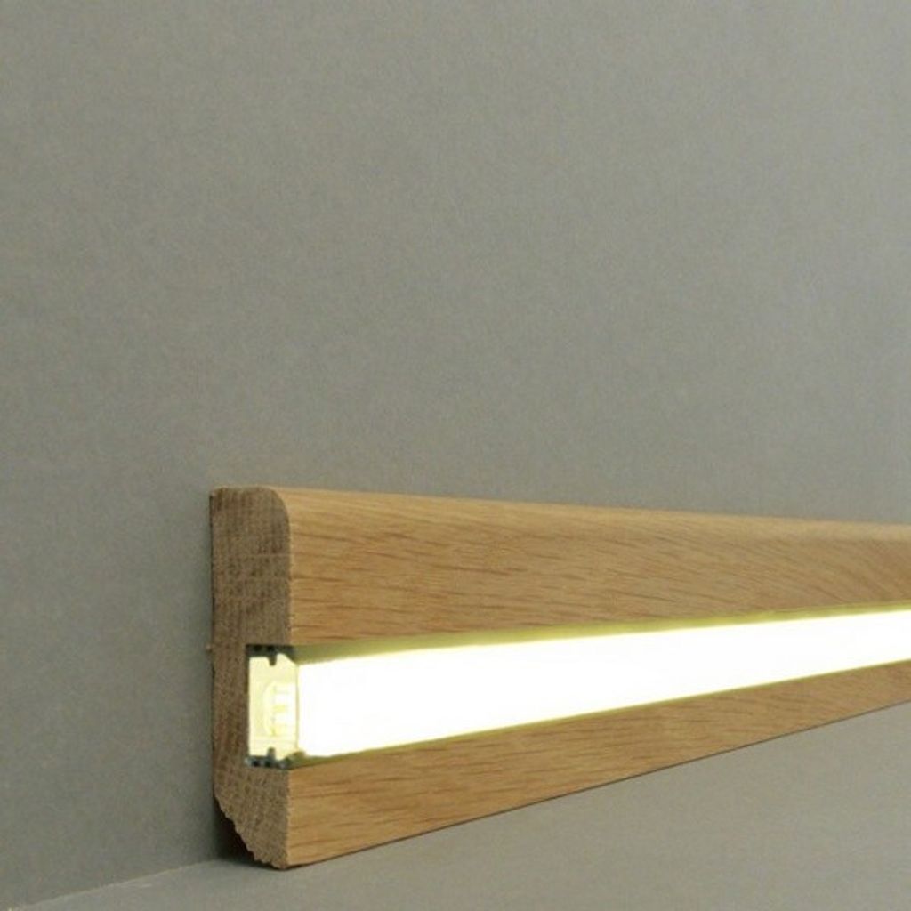 Sockelleiste Bergeiche 58 mm Massivholz Lackiert Fußleiste 240 cm