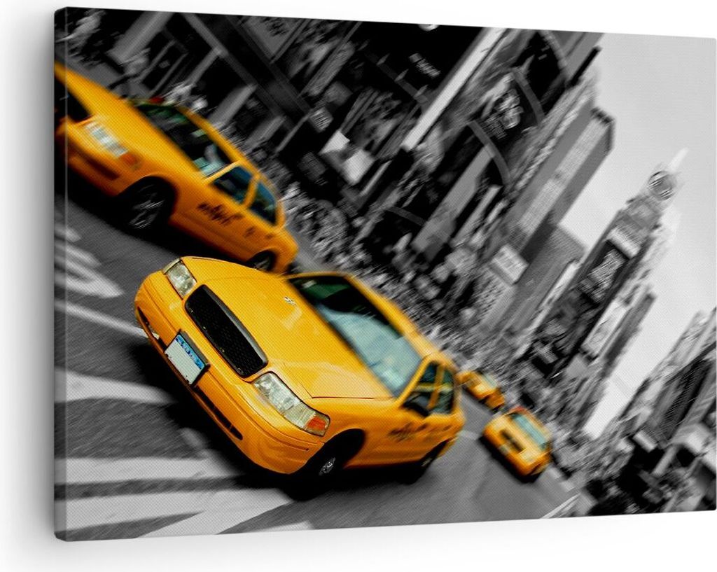 Bild auf Leinwand - Leinwandbild - Amerika taxi stadt - 70x50cm - Wand Bild - Wanddeko - Wandbilder - Leinwanddruck - Bilder - Kunstdruck - Wanddek...