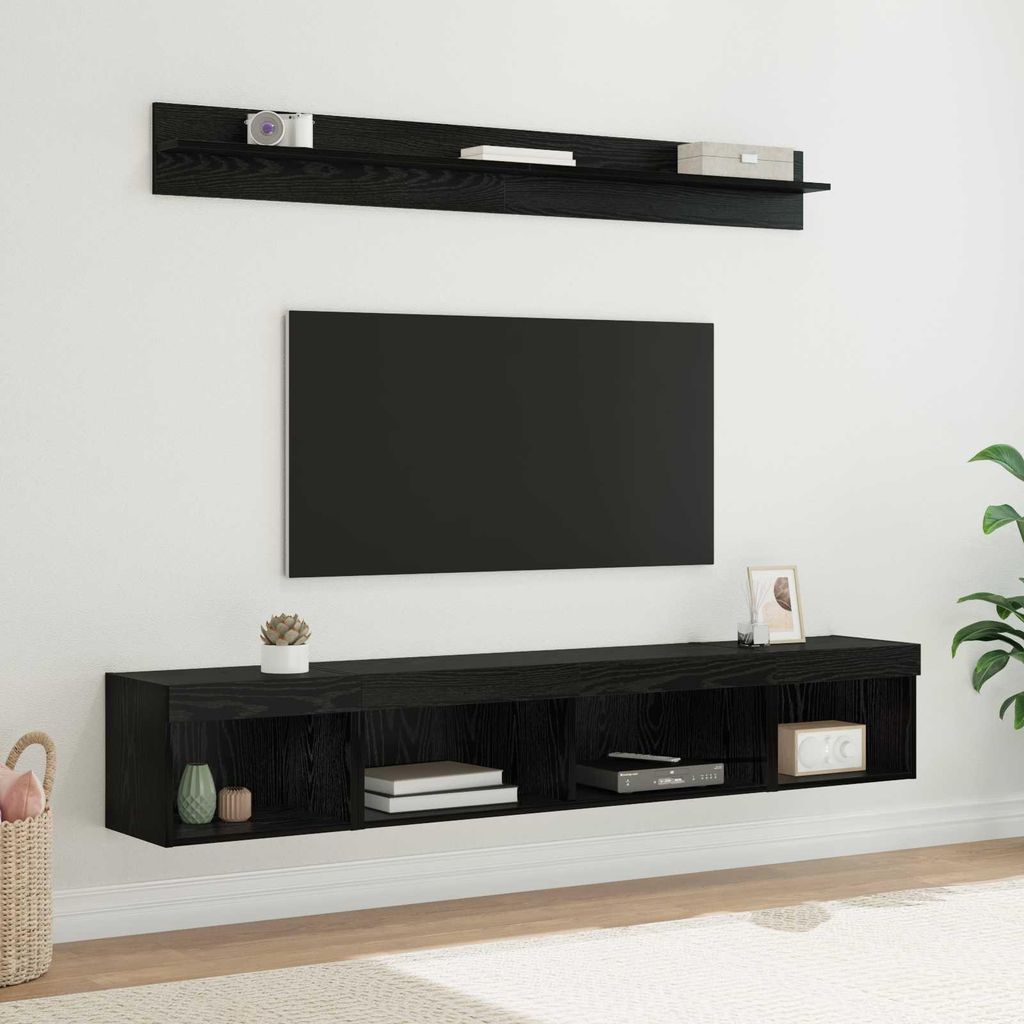 Maison Exclusive - TV-Wandregal-Set 5 pcs Schwarz Eichen-Optik Holzwerkstoff