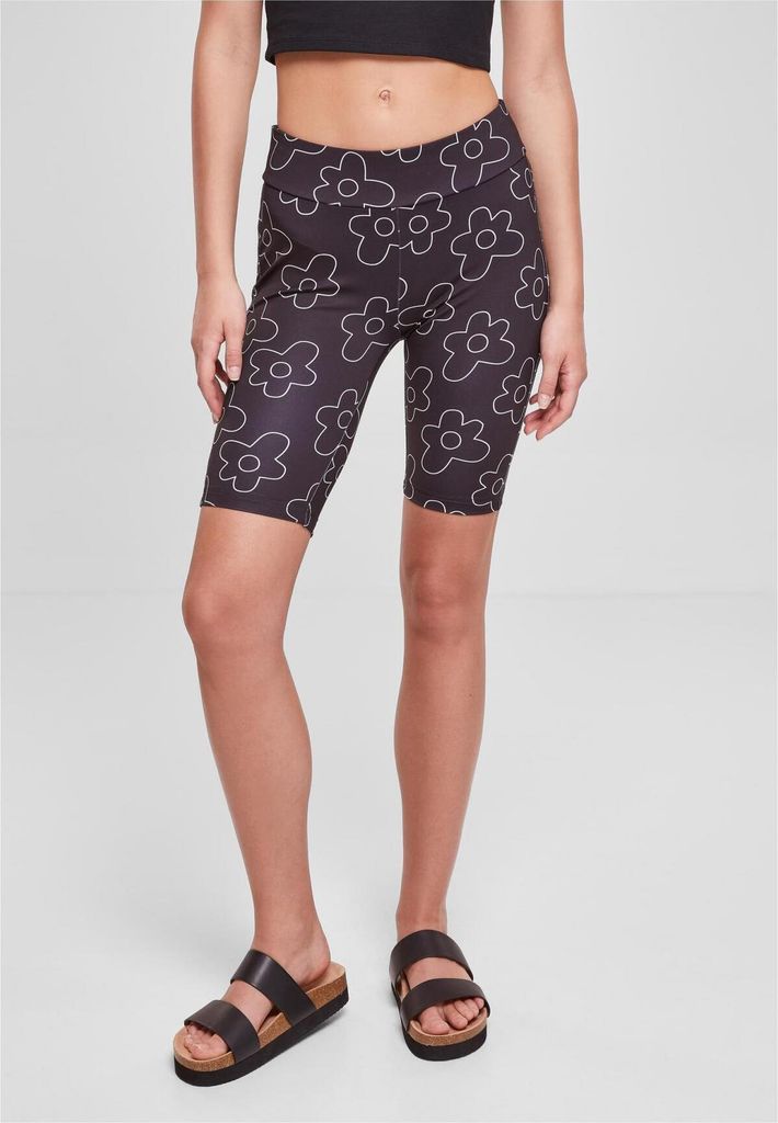 Urban Classics TB6012 | Ladies High Waist AOP Tech Cycle Shorts Damen-Radlerhose - Farbe: blackflower - Größe: 4XL