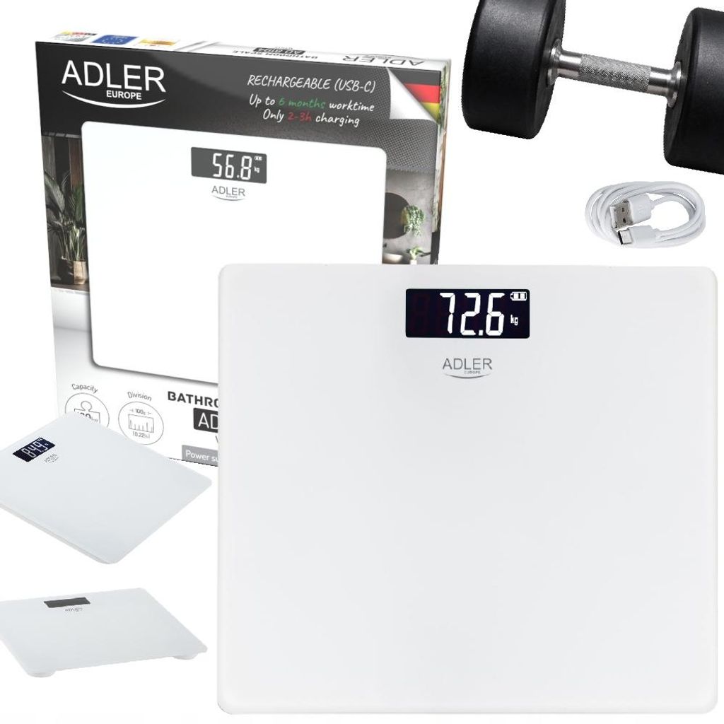Elektronická osobní váha Adler Europe AD8194, 180 kg, bílá Obrázek produktu 