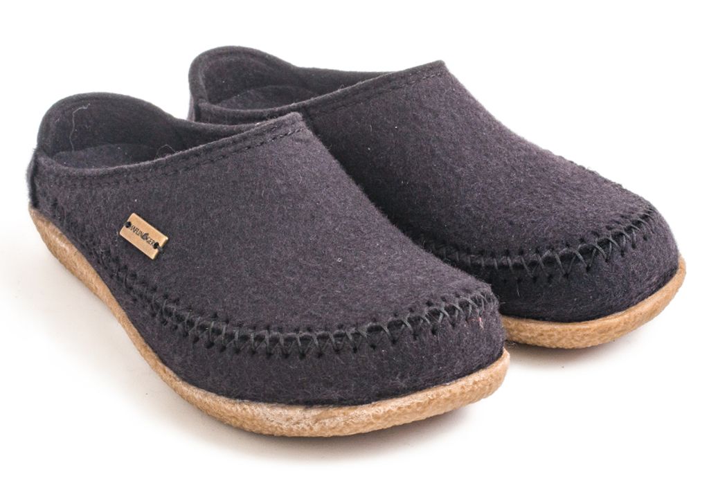 Haflinger Blizzard Credo Wollfilz Damen + Herren Clog / Hausschuhe, Farbe:schwarz, Größe:42