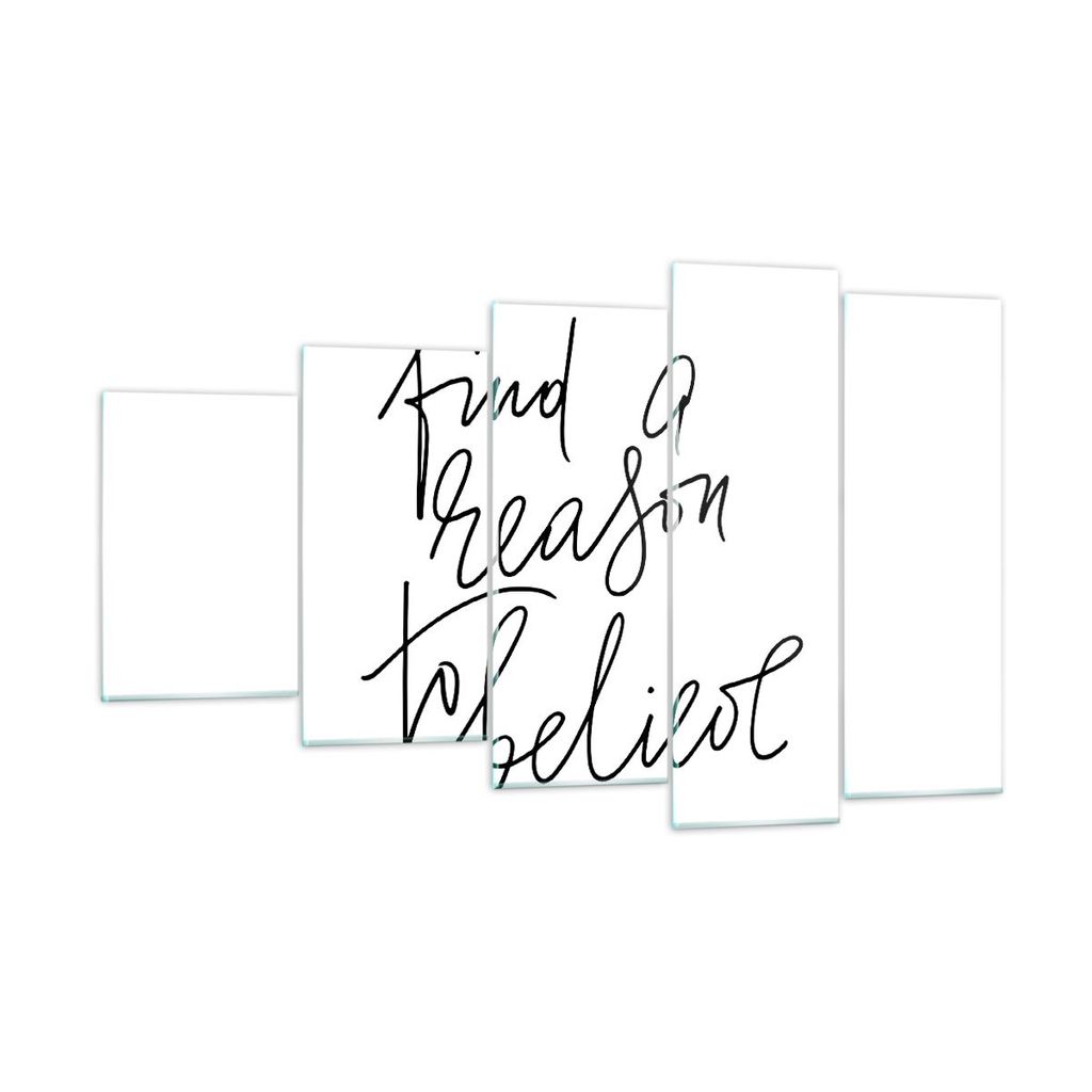 Bilder auf glas - 5 Teile - Manuskript Motto glauben - 100x60cm - Glasbilder - Wandbilder - Bilder - zum Aufhängen bereit - Wanddekoration aus Gla...