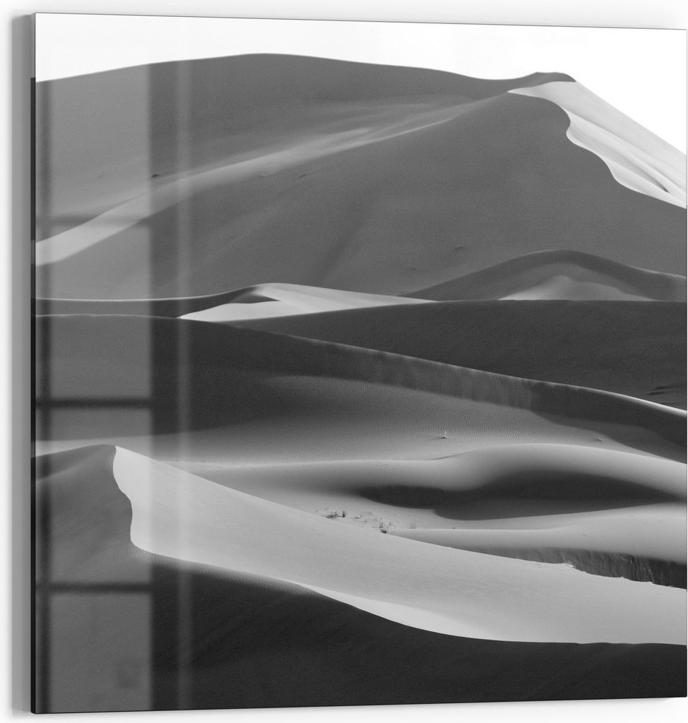 DEQORI Glasbild Echtglas 50x50 cm 'Stille Dünenwellen' Wandbild Bild modern Deko