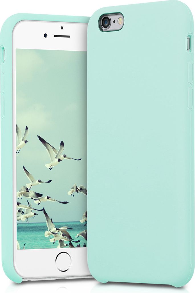 kwmobile Hülle kompatibel mit Apple iPhone 6 / 6S Hülle - Silikon Handy Case - Handyhülle weiche Oberfläche - kabelloses Laden - Mintgrün matt