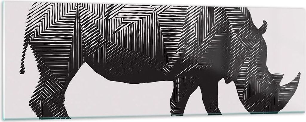 Bilder auf glas - Nashorn Tier Afrika Safari - 90x30cm - Glasbilder - Wandbilder - Kunstdruck - zum Aufhängen bereit - Wanddekoration aus Glas - G...