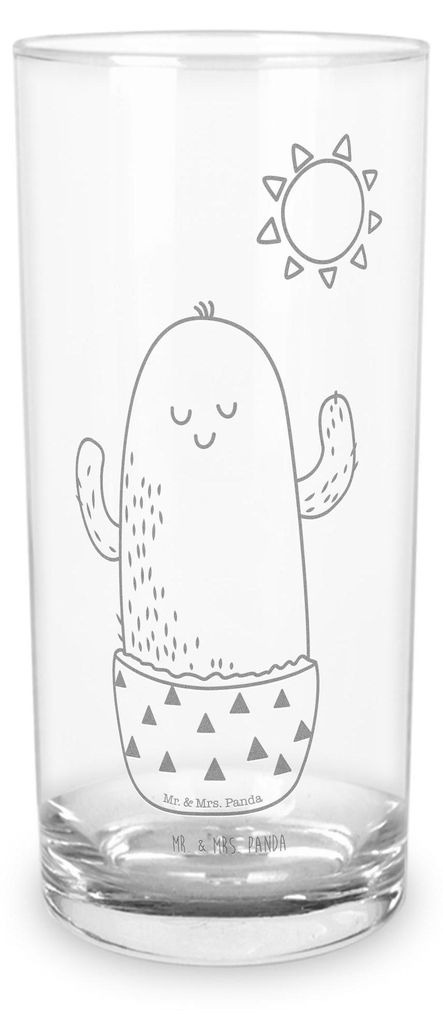 Mr. & Mrs. Panda Glas Kaktus Sonne 400 ml - Transparent - Geschenk, Freundin, Wasserglas, Longdrinkglas, Wasserbecher, Trennung, Scheidung, Tumbler...