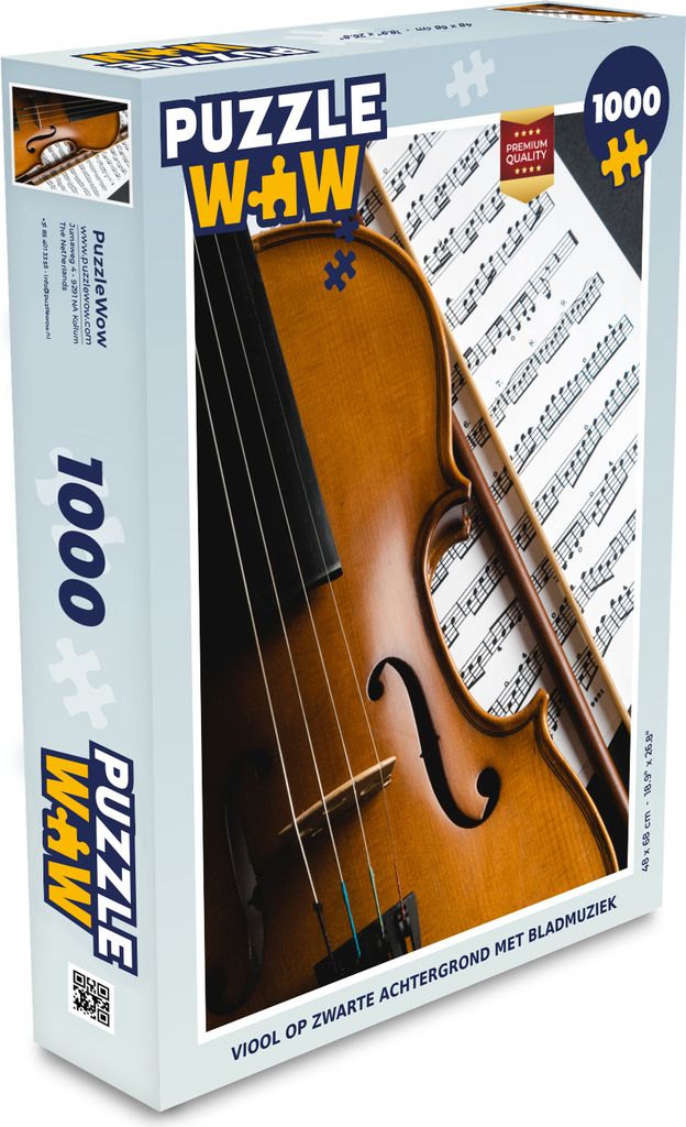MuchoWow Puzzle 1000 Teile Geige auf schwarzem Hintergrund mit Notenblatt - Spielzeug - Alt und Jung - Spiele - Puzzeln