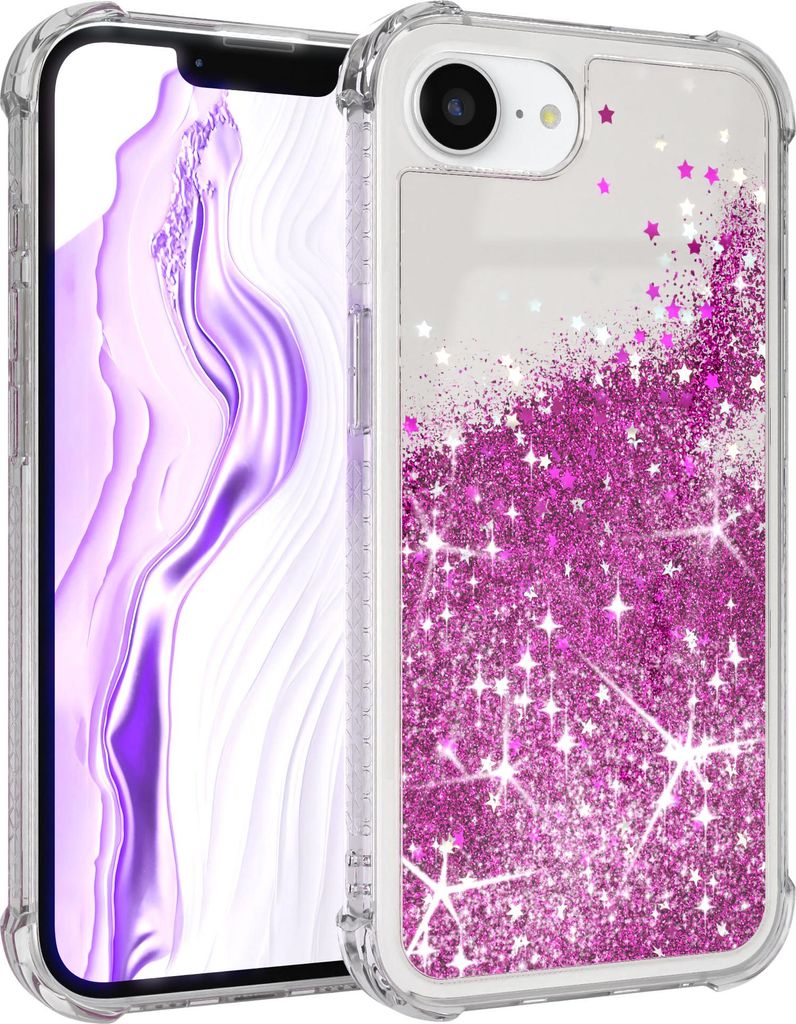 EAZY CASE - Glitzer Hülle kompatibel mit Apple iPhone 16e Glitzer Schutzhülle, Soft Case, Backcover Transparent mit Motiv