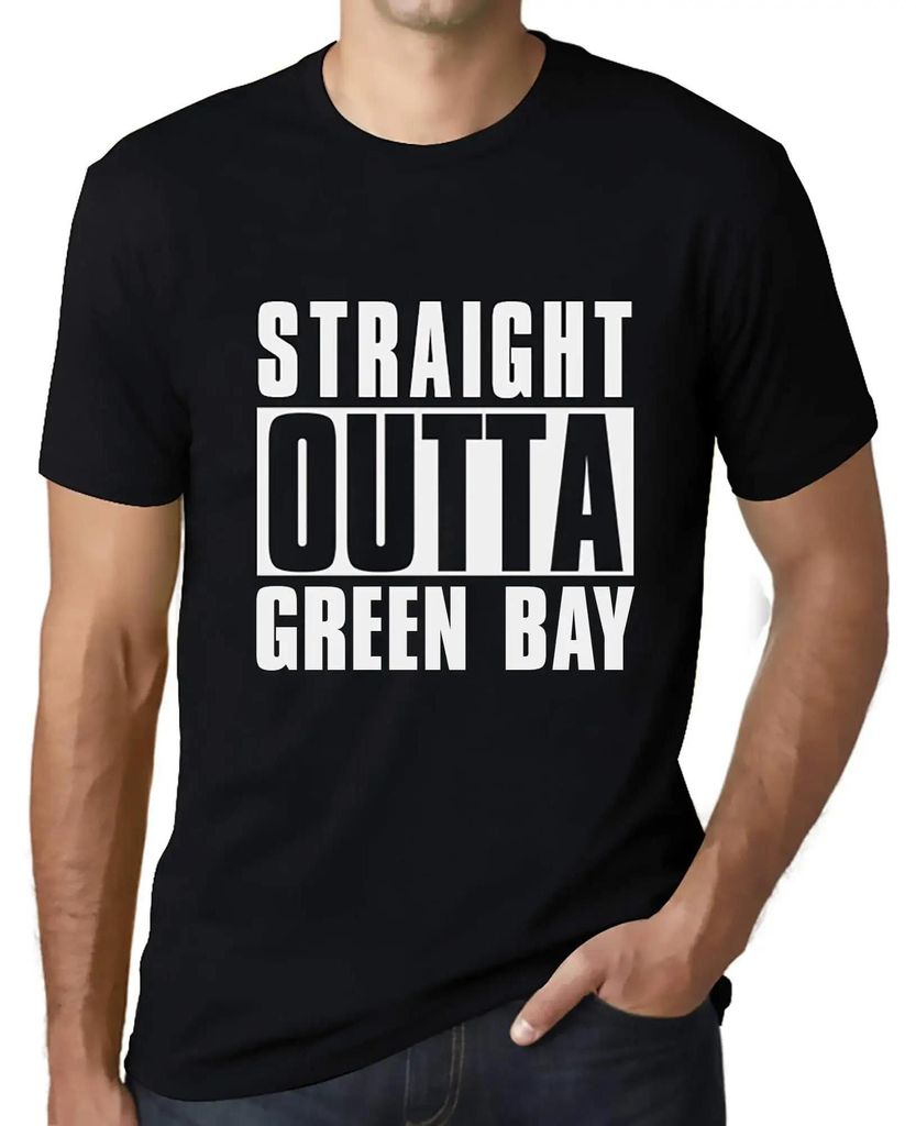 Herren Grafik T-Shirt Straight Outta Green Bay Öko-Verantwortlich Vintage Jahrgang Kurzarm Lustige Druck Geburtstag Geschenk Mann