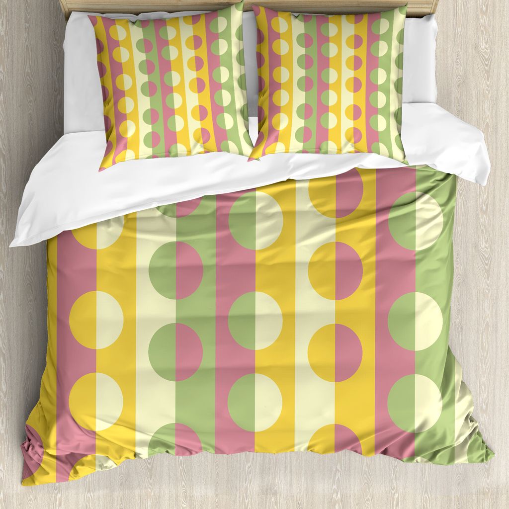 ABAKUHAUS Abstrakt Bettbezug, Retro Geometric Stripe, Milbensicher Allergiker geeignet mit Kissenbezügen, 155 cm x 220 cm - 80 x 80 cm, Mehrfarbig
