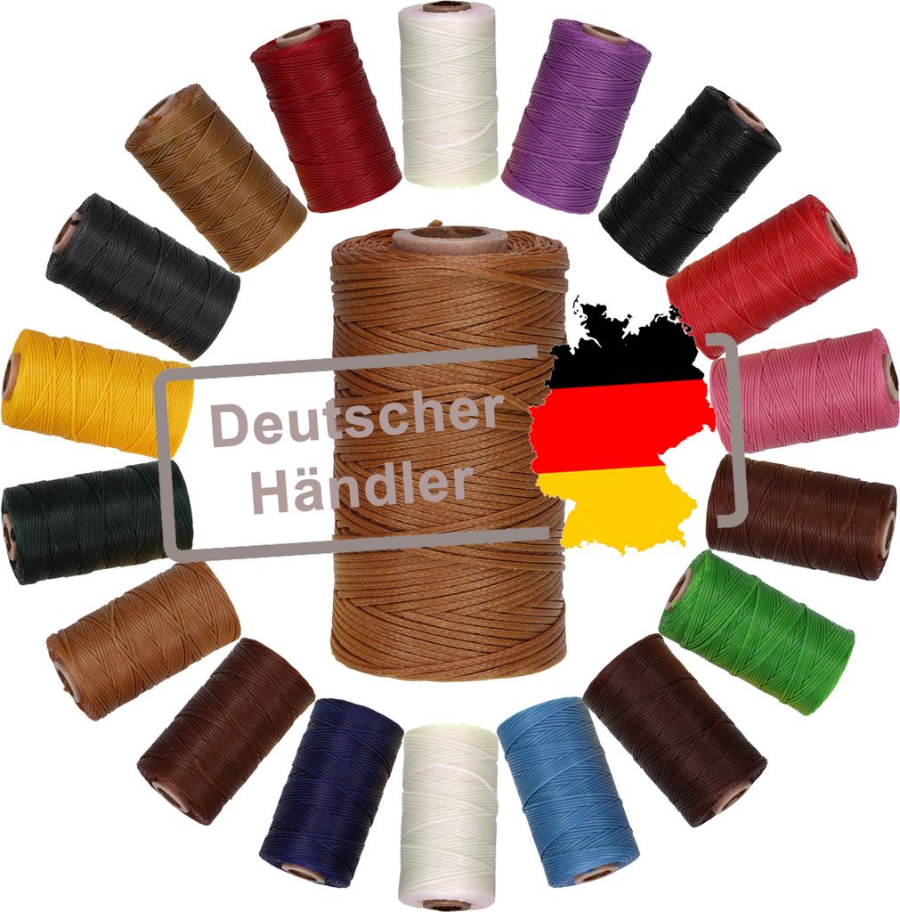 Ledergarn gewachst tabakbraun1mm x 0,3mm I Sattlergarn - gewachster Faden aus Polyester stabil & haltbar I Wachsgarn Forellenfaden Outdoor Nähgarn...