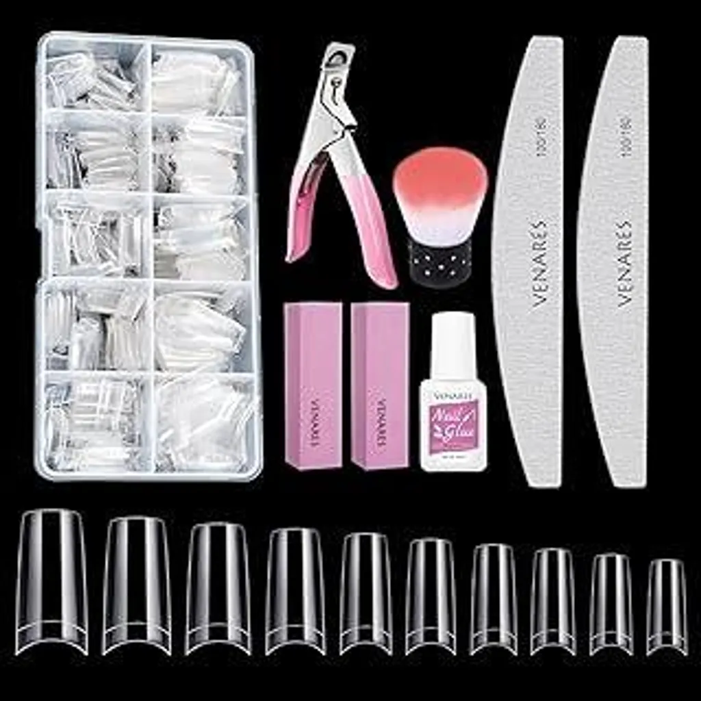 Venares 500 Pezzi Tip Unghie Gel Kit Professionale Completo 10 Taglie