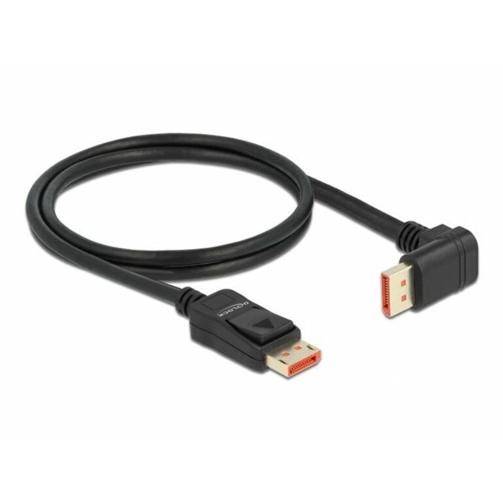 DeLOCK DisplayPort Kabel Stecker gerade zu Stecker 90° unten gewinkelt 8K 60 Hz 1 m, 1 m, DisplayPort, DisplayPort, Männlich, Männlich, 7680 x 4...