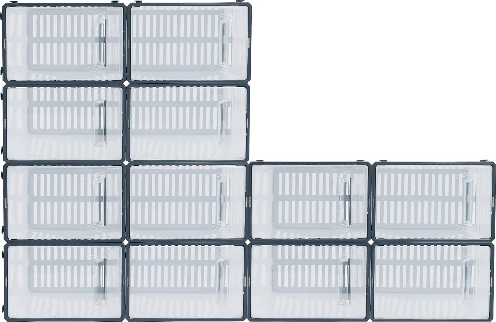 Lot de 12 boîtes à chaussures empilables taille 43 1/3 tiroir gris stable
