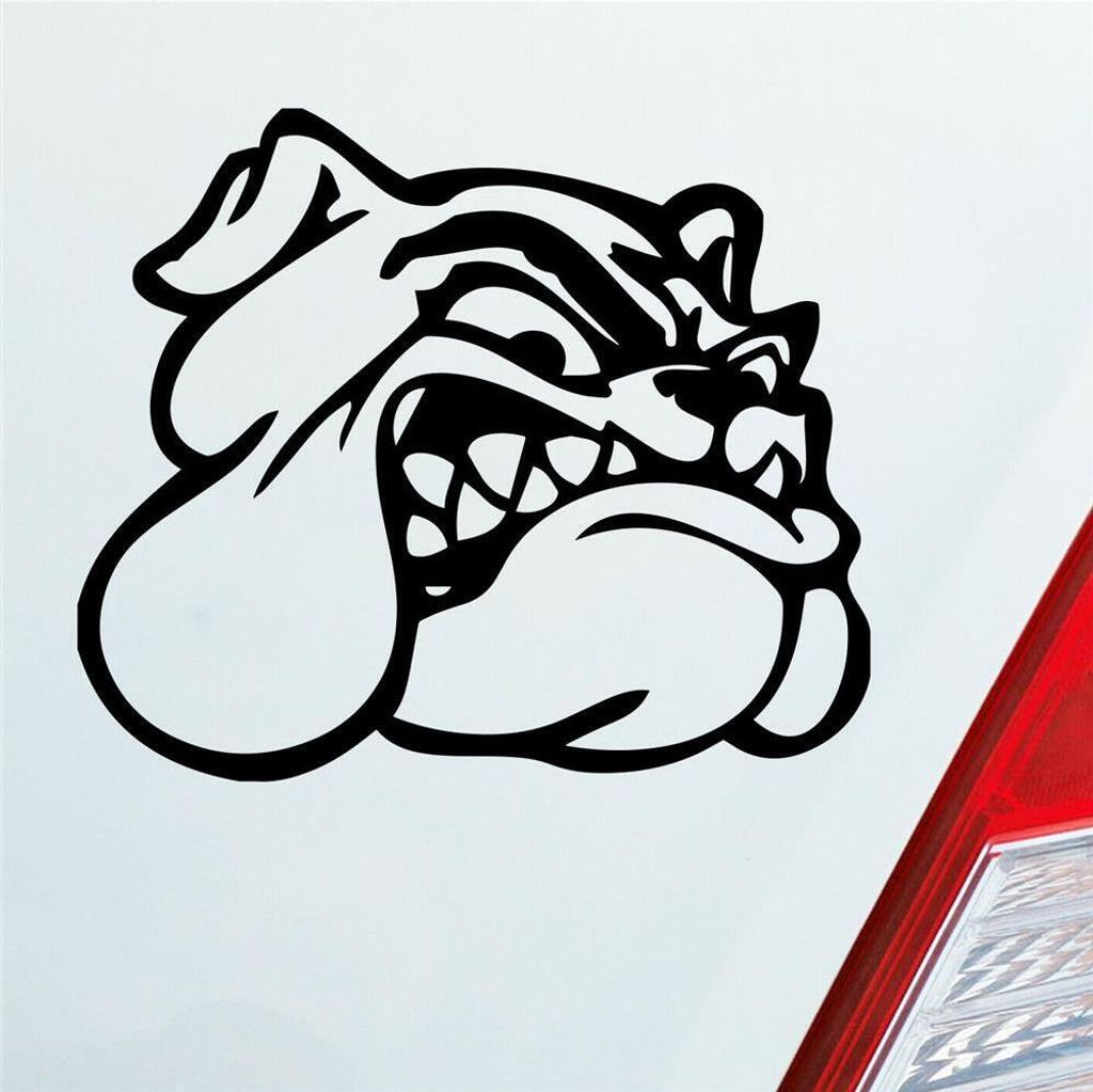Auto Aufkleber Bulldogge Hund Tier Animal Dogge 12x10 cm Schwarz Glanz Sticker Heckscheibenaufkleber