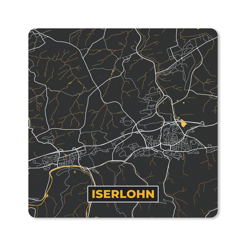 MuchoWow Mauspad Mousepad Gold - Deutschland - Karte - Stadtplan - Iserlohn 30x30 cm - Mousepads - Maus Mat - Pad - Mausunterlage - Gaming