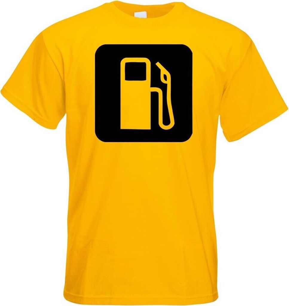 Kiwistar - T-Shirt - gelb - Tankstelle Zapfsäule Piktogramme Herren Funshirt Bedruckt Design Sprüche Spruch Motive - mit Motiv Bedruckt - Funshir...