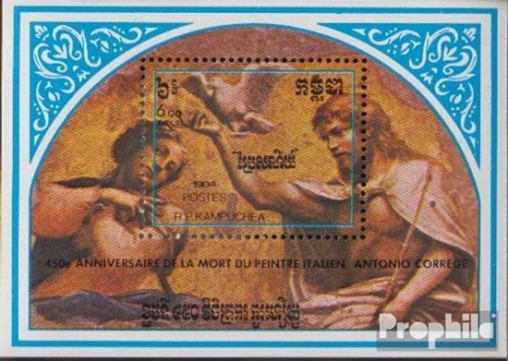 Briefmarken Kambodscha 1984 Mi Block140 (kompl.Ausg.) postfrisch 450. Todestag von Correggio