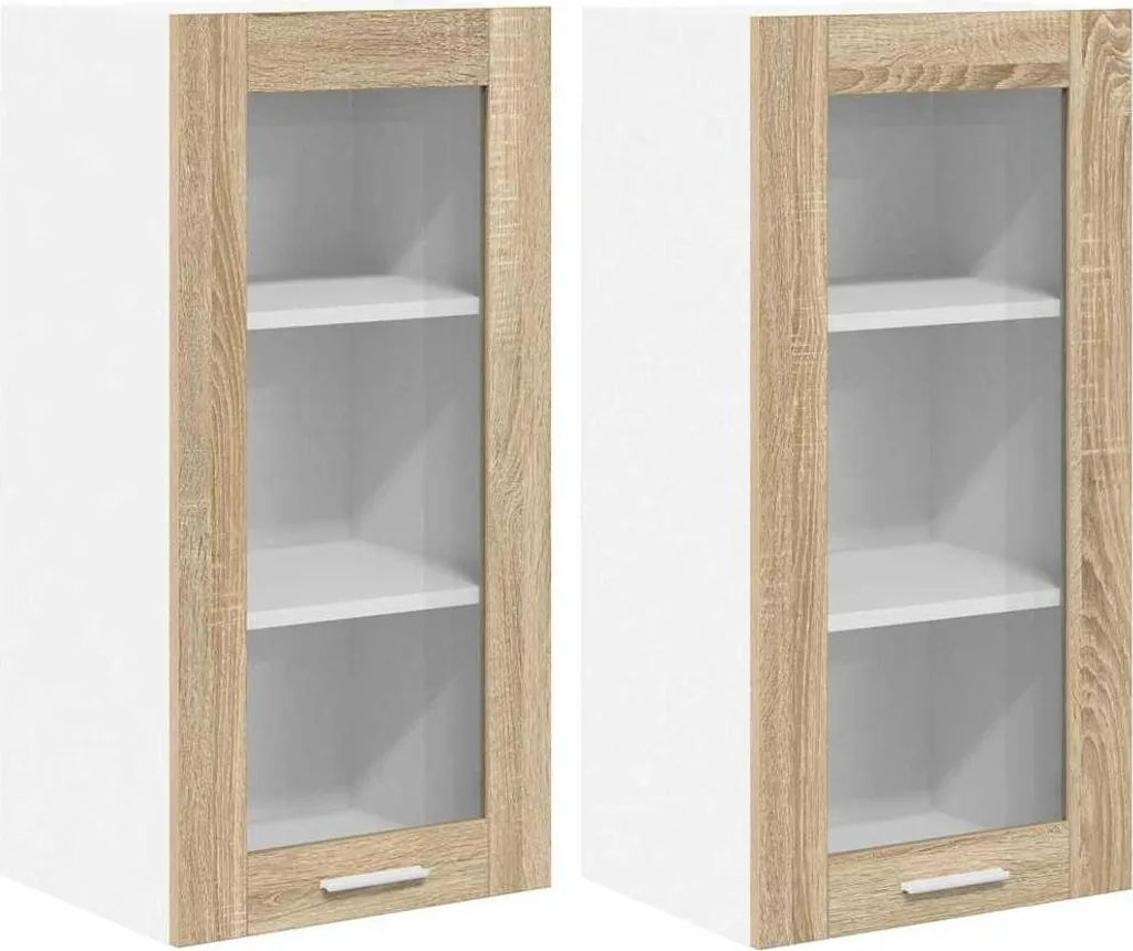 Set 2 Armadi a Muro Rovere Sonoma 40x31x80 cm | Mobile Pensile Legno