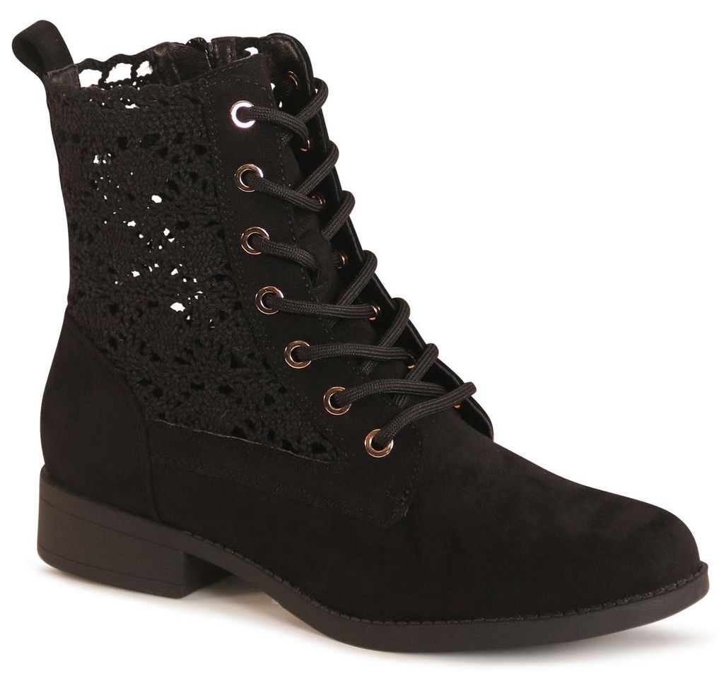 topschuhe24 3218 Damen Cut Out Stiefeletten Velours Boots, Produktbild 