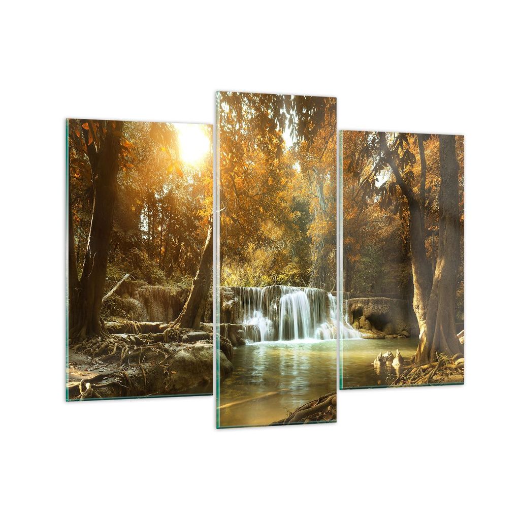 Bilder auf glas - Park Wasserfall Wasser - 130x100cm - Glasbilder - Wandbilder - Kunstdruck - zum Aufhängen bereit - Wanddekoration aus Glas - Gla...