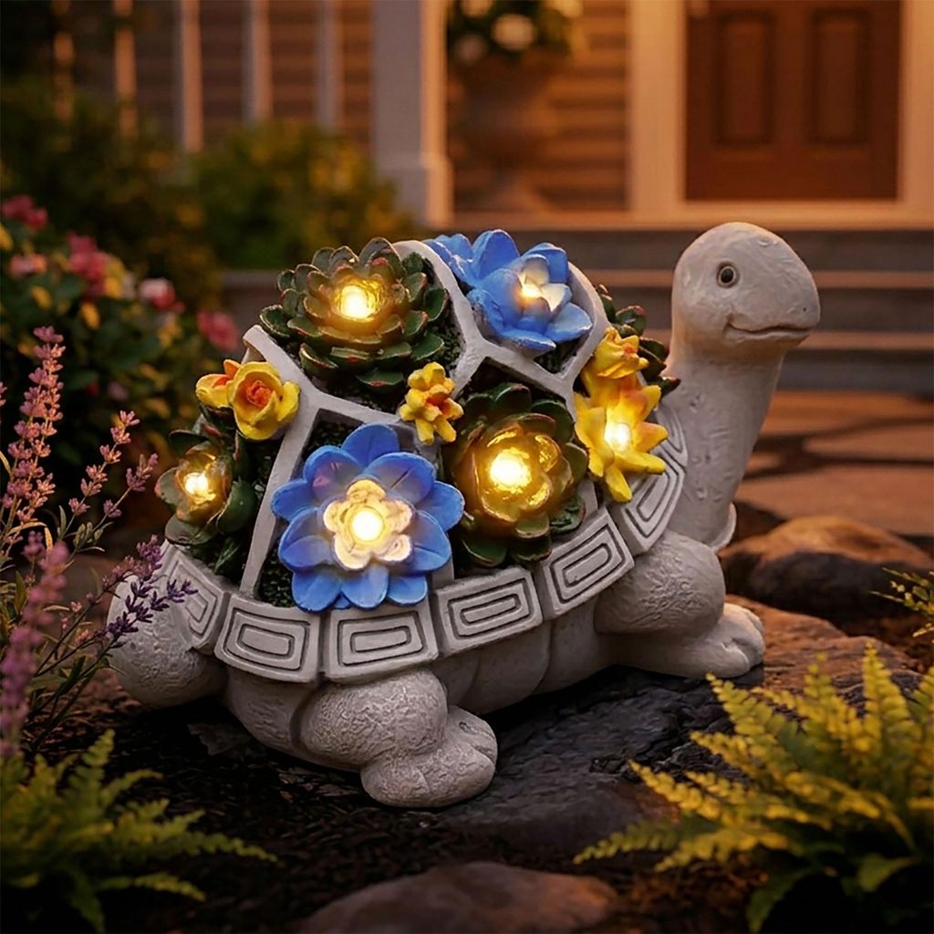 Statua da giardino a energia solare a forma di tartaruga Immagine del prodotto 
