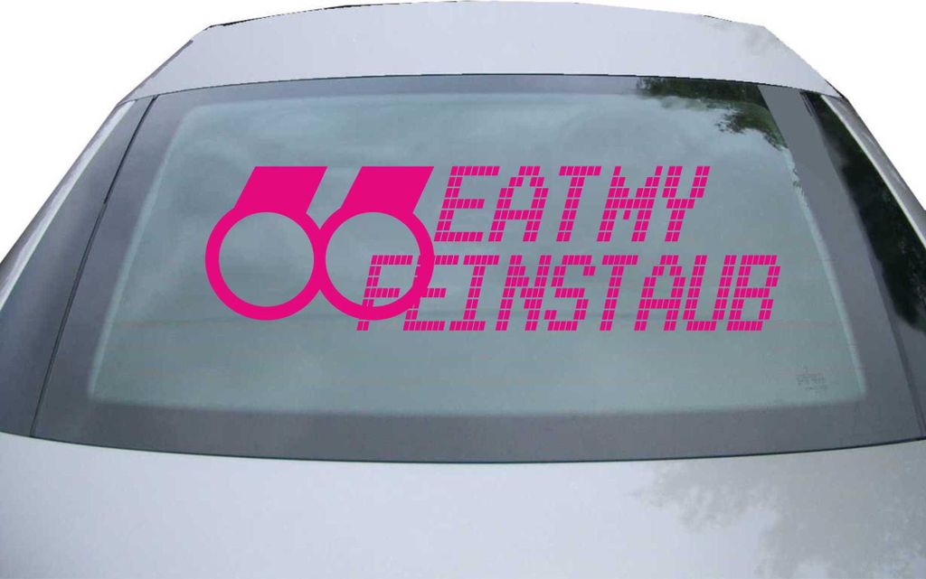 Indigos UG - Aufkleber Heckscheibe & Motorklappe DE2098 - pink - 600x188 mm - Eat my Feinstaub - Auto Scheiben Fenster Heckklappe Tuning Racing JDM...