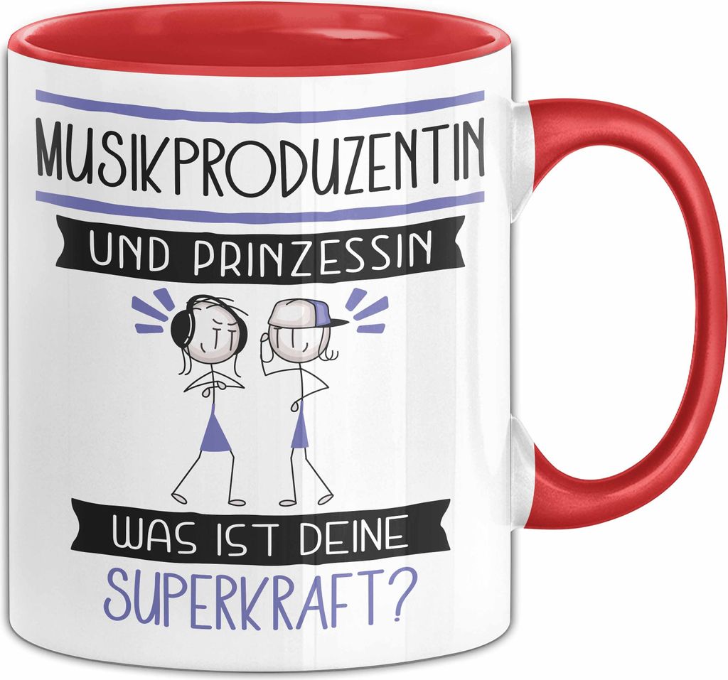 Musikproduzentin Und Prinzessin Tasse Geschenk Für Eine Musikproduzentin Geburtstag Was Ist Deine Superkraft (Rot)