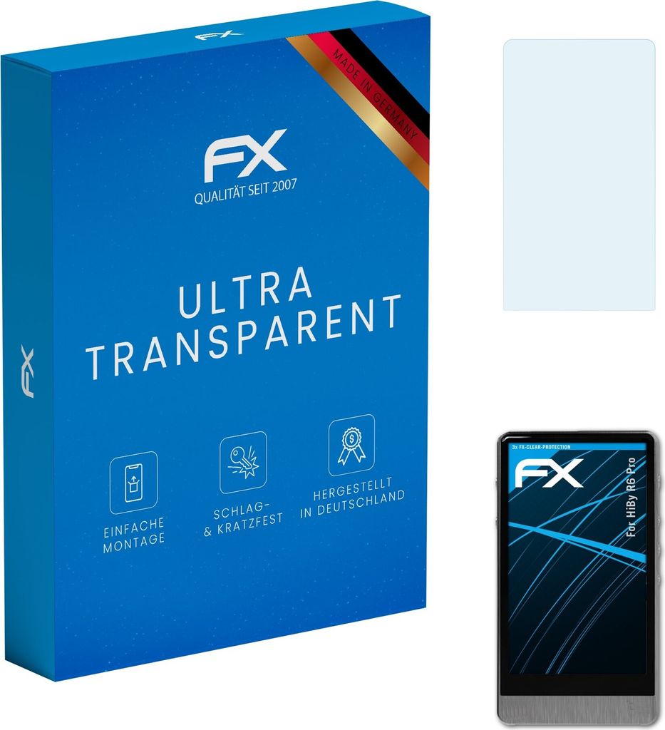 atFoliX FX-Clear 3x Schutzfolie kompatibel mit HiBy R6 Pro Displayschutzfolie