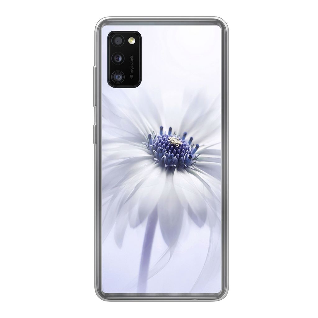 MuchoWow Handyhülle Schutzhülle Hülle für Samsung Galaxy A41 Blume - Abstrakt - Weiß Silikon Softcase Handy Hülle - Mobiltelefon