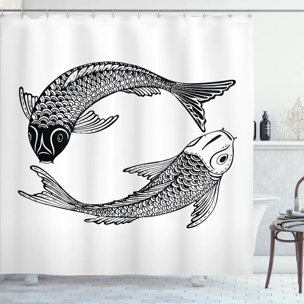 ABAKUHAUS Tenda Doccia Carpe Koi 175x240cm - Zen e Qualità Extra