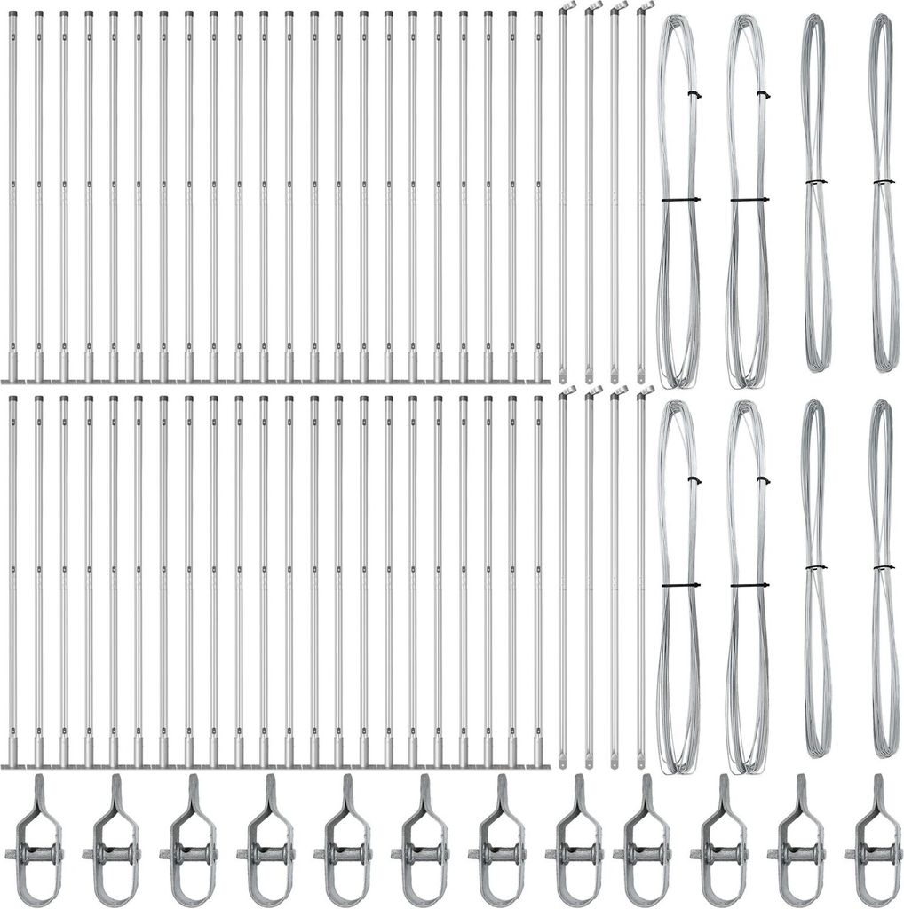 Möbel Zaunpfosten mit Fußplatten 52 Stück Ø32mm 78,5cm galvanisierter Stahl - Zaunzubehör 3350266