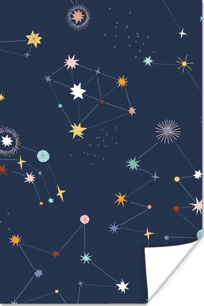 MuchoWow Poster Sterne - Illustrationen - Kinder 40x60 cm - Plakate für die Wand - Poster Babyzimmer