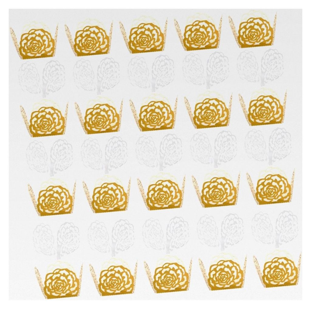 100 Stück Papierförmchen für Trüffel und Pralinen mit filigranem Rosenmuster - Stabile Einlagen für Hochzeit und Dessertdekoration