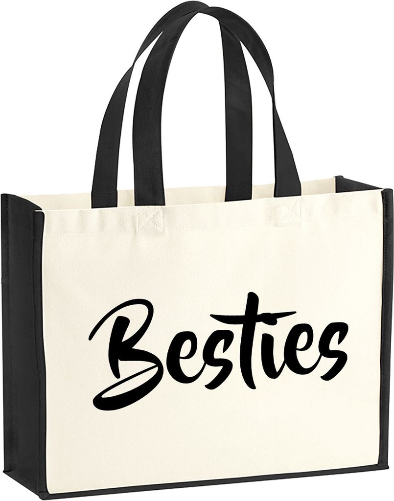 Huuraa Jutetasche Bestie Besty 21 Liter Black Jute und Baumwolle Einkaufstasche Geschenkidee